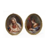 Pair 19th Century Meissen oval plaques