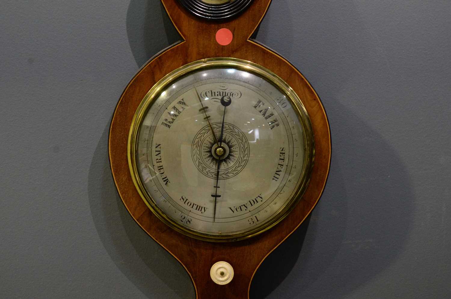 F.H. Tritschler, Carlisle: a mid 19th C mahogany and line inlaid wheel barometer. - Image 4 of 4