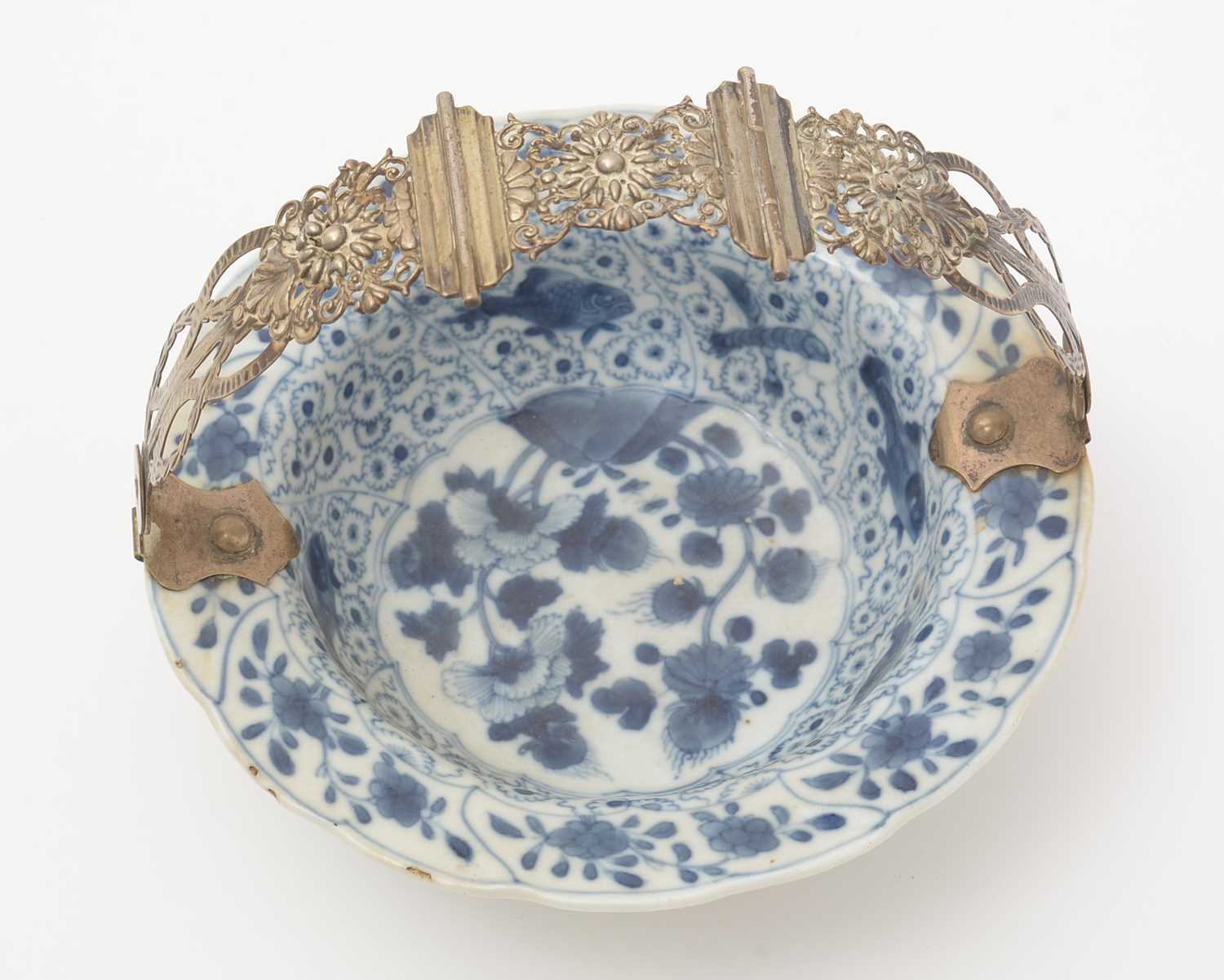 Kangxi blue and white bowl with European metal mounts - Image 5 of 26