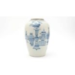 Chinese tall blue and white jar