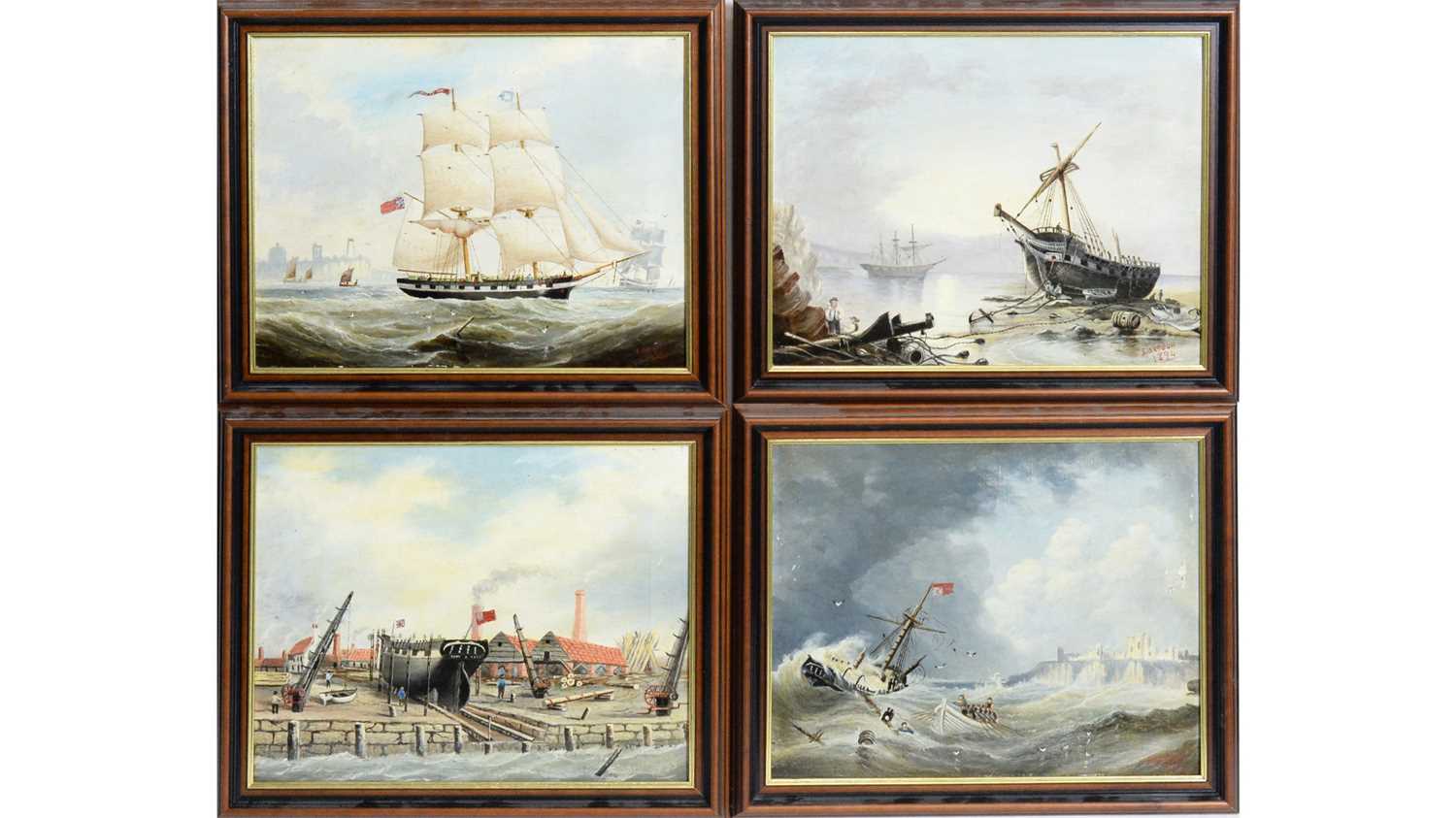 J. Watson - Four Naive North East Marine Views | oil