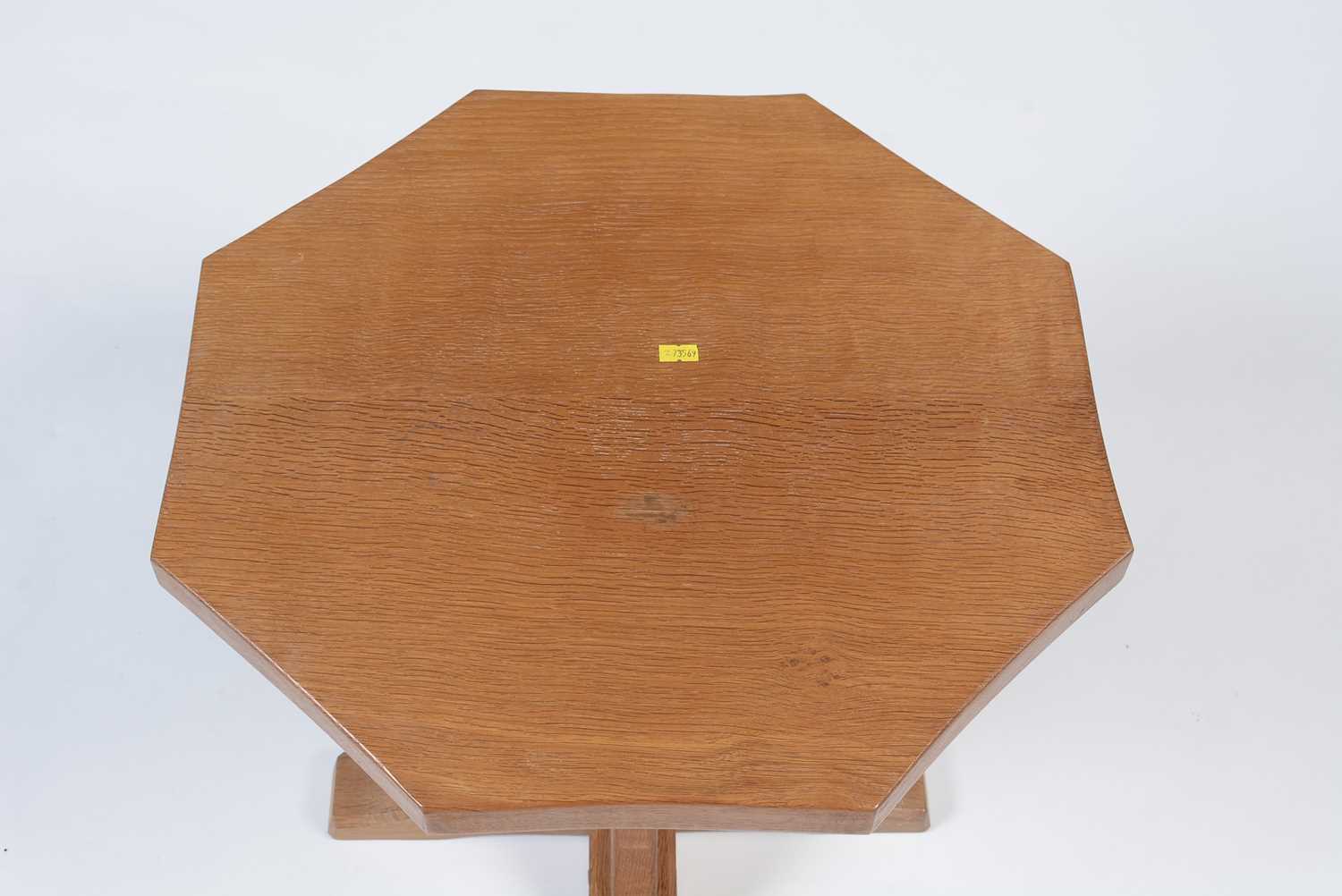 Workshop of Robert ‘Mouseman’ Thompson (Kilburn): an oak octagonal coffee table. - Image 5 of 6