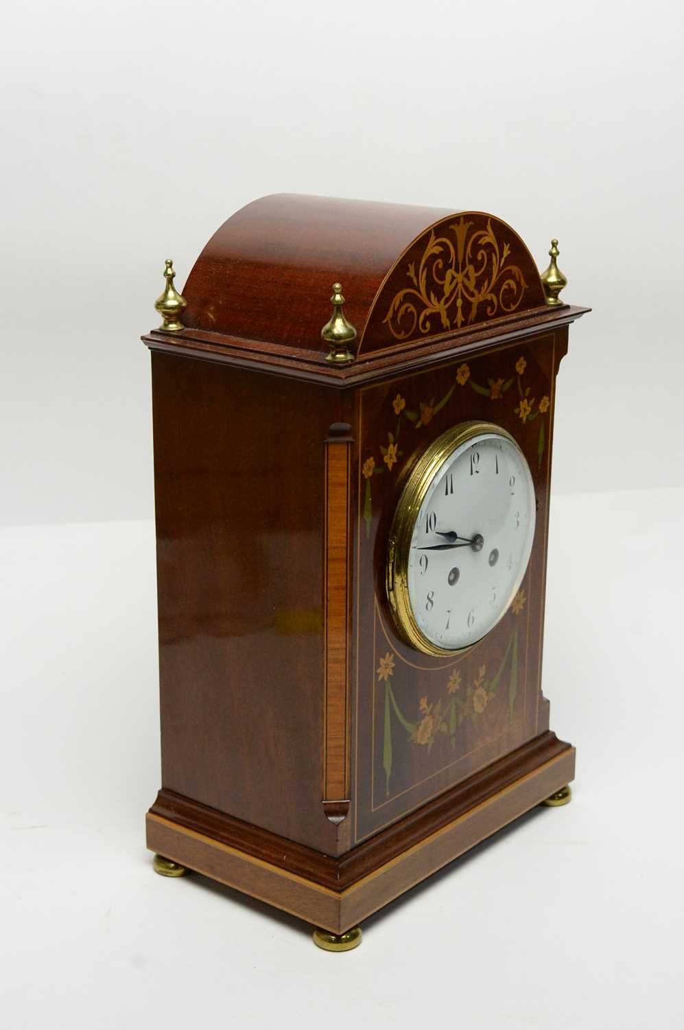 Marti Et Cie: an early 20th Century inlaid mahogany mantel clock. - Image 5 of 5