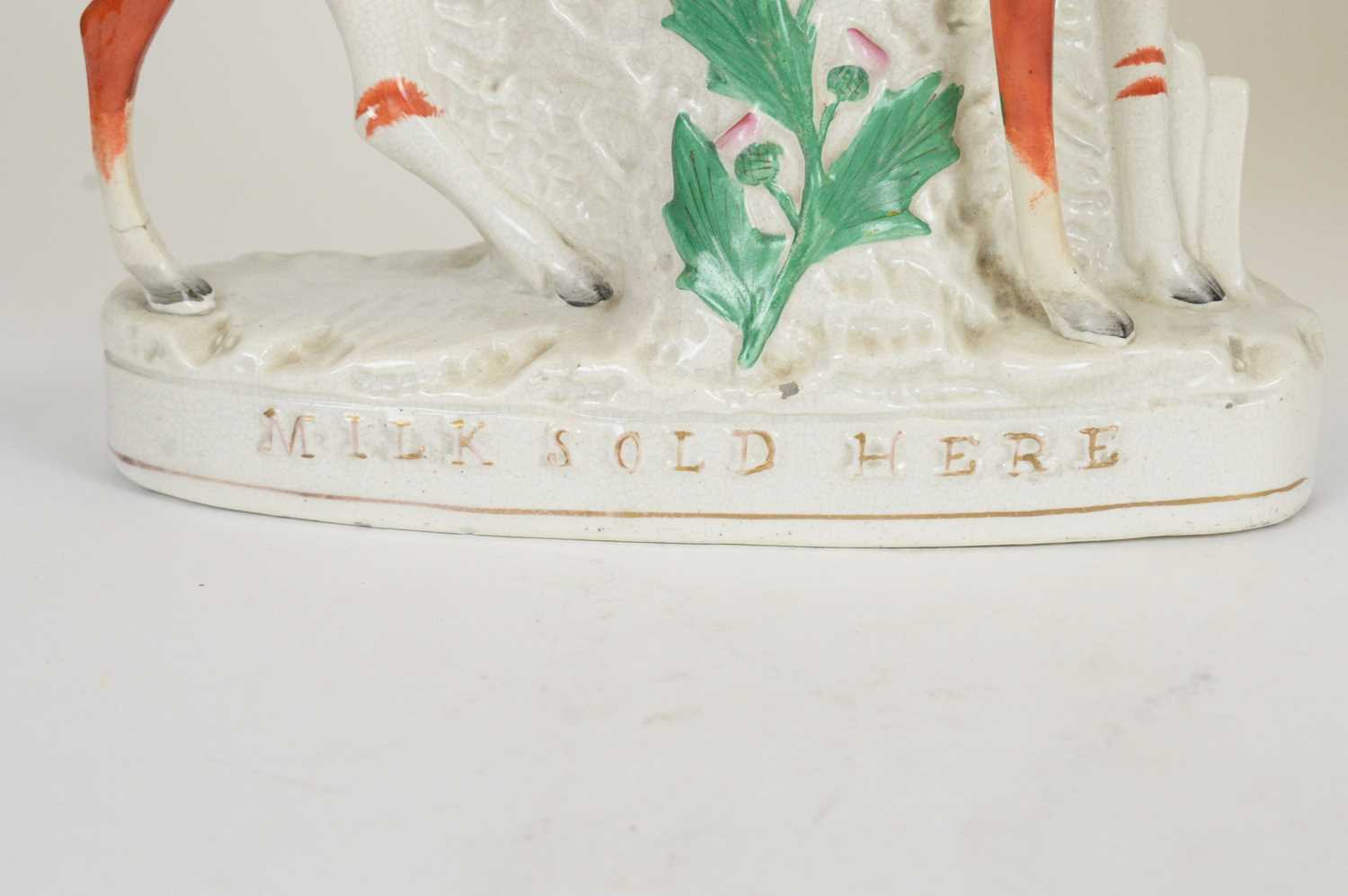 Pair of Staffordshire 'MILK SOLD HERE' cows - Image 7 of 7
