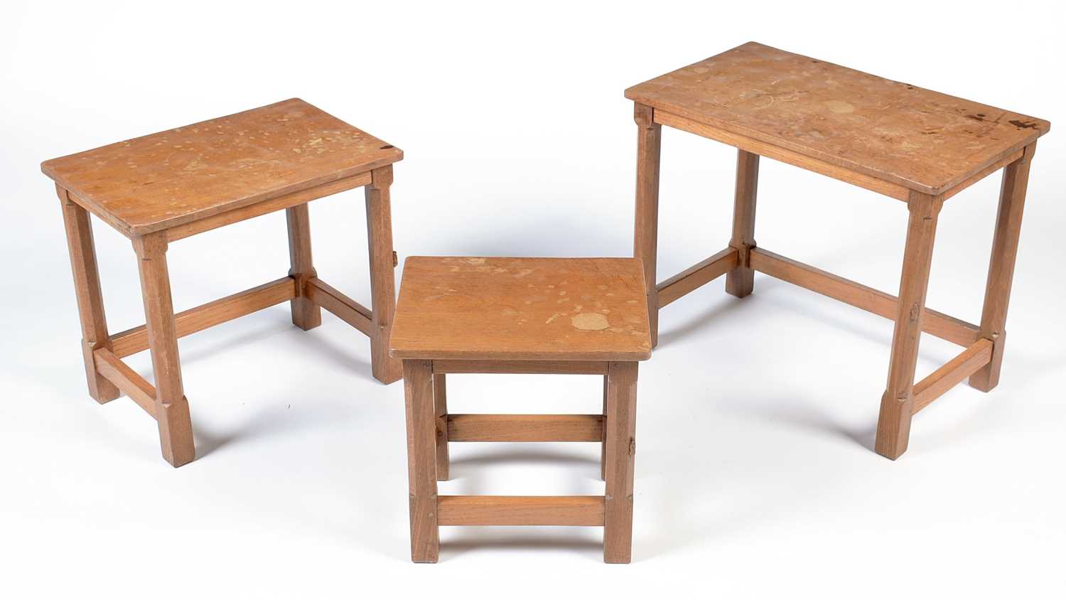 Peter "Rabbitman" Heap: an oak nest of three occasional tables.