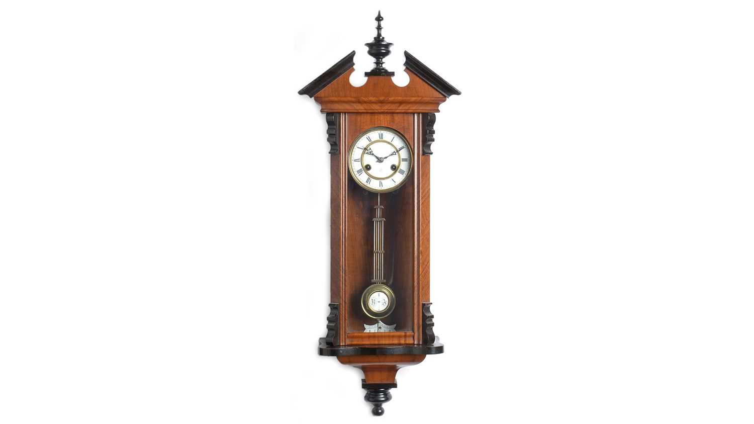 A late 19th Century Vienna walnut-cased wall clock.