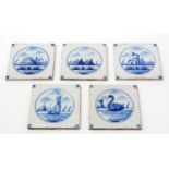 Five 18th Century Dutch tiles