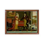 19th Century British School - The Affectionate Wife | reverse glass print