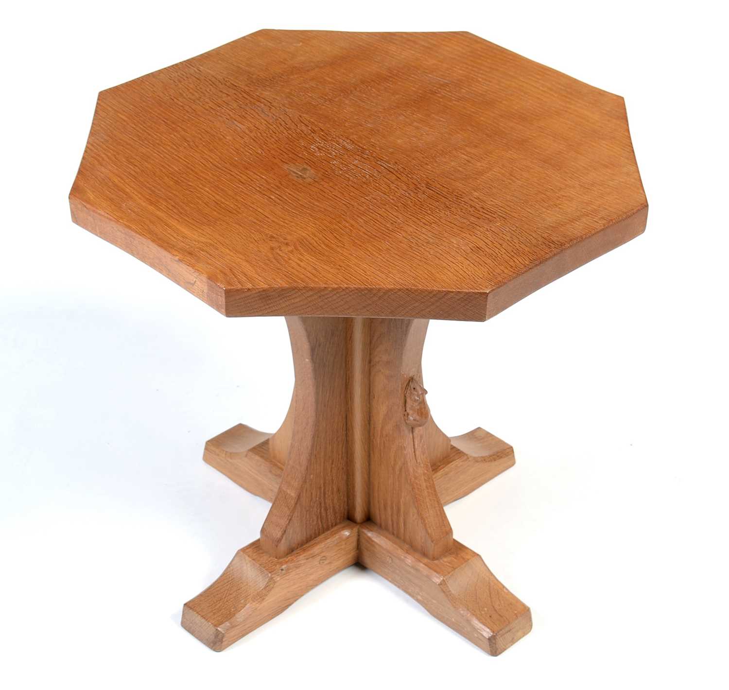 Workshop of Robert ‘Mouseman’ Thompson (Kilburn): an oak octagonal coffee table. - Image 6 of 6