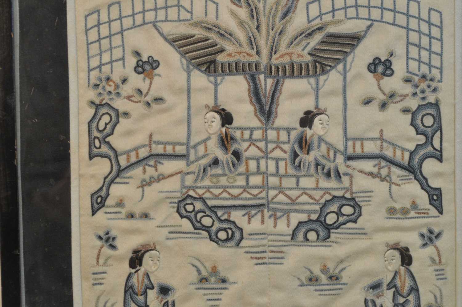 A pair of Qing Chinese needlework sleeve bands - Image 2 of 10