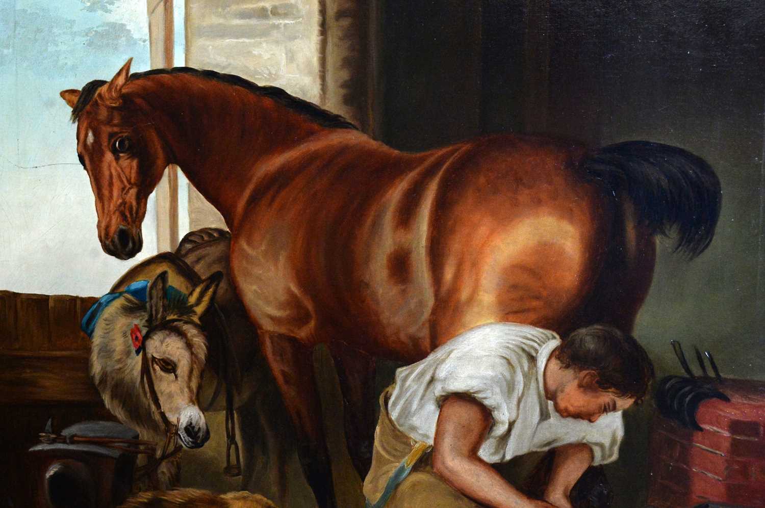 J. E. Metcalfe - Shoeing; After Landseer | oil - Image 4 of 4