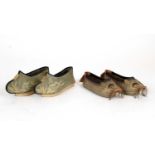 Two pairs of Chinese silk shoes