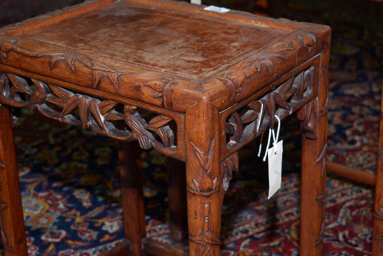A nest of three Chinese carved huanghuali occasional tables - Image 3 of 19