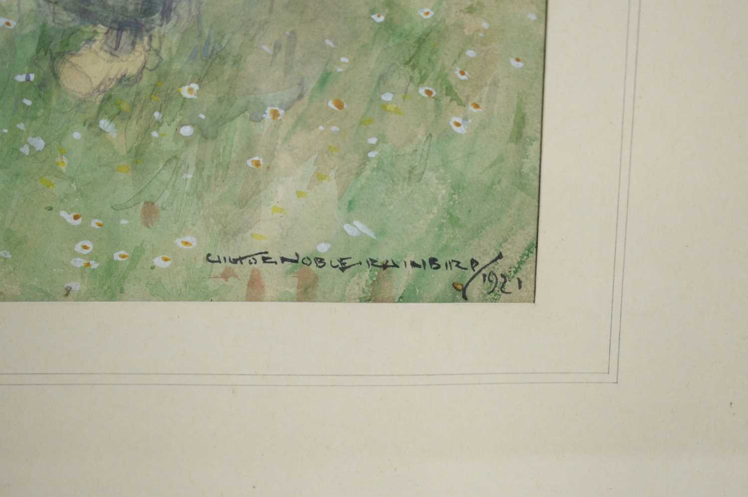 Victor Noble Rainbird - Reading in a Wildflower Meadow | watercolour - Image 5 of 5