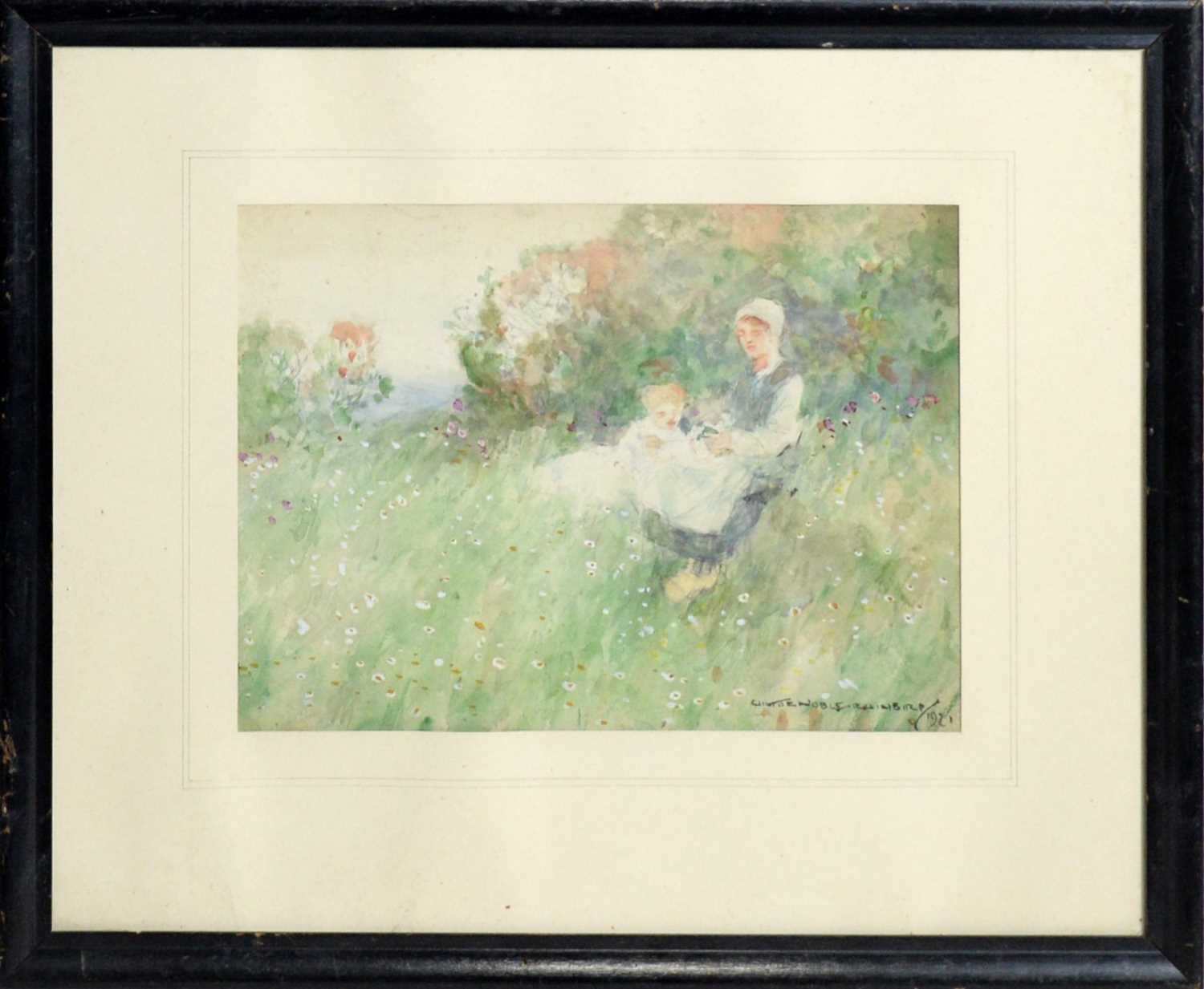 Victor Noble Rainbird - Reading in a Wildflower Meadow | watercolour - Image 2 of 5