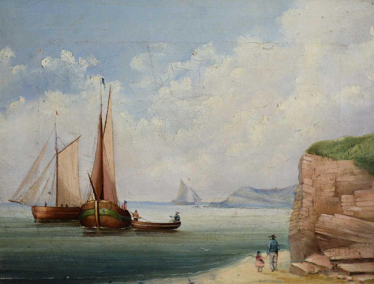 19th Century British School - A pair of Naive Marine Views | oil - Image 4 of 4