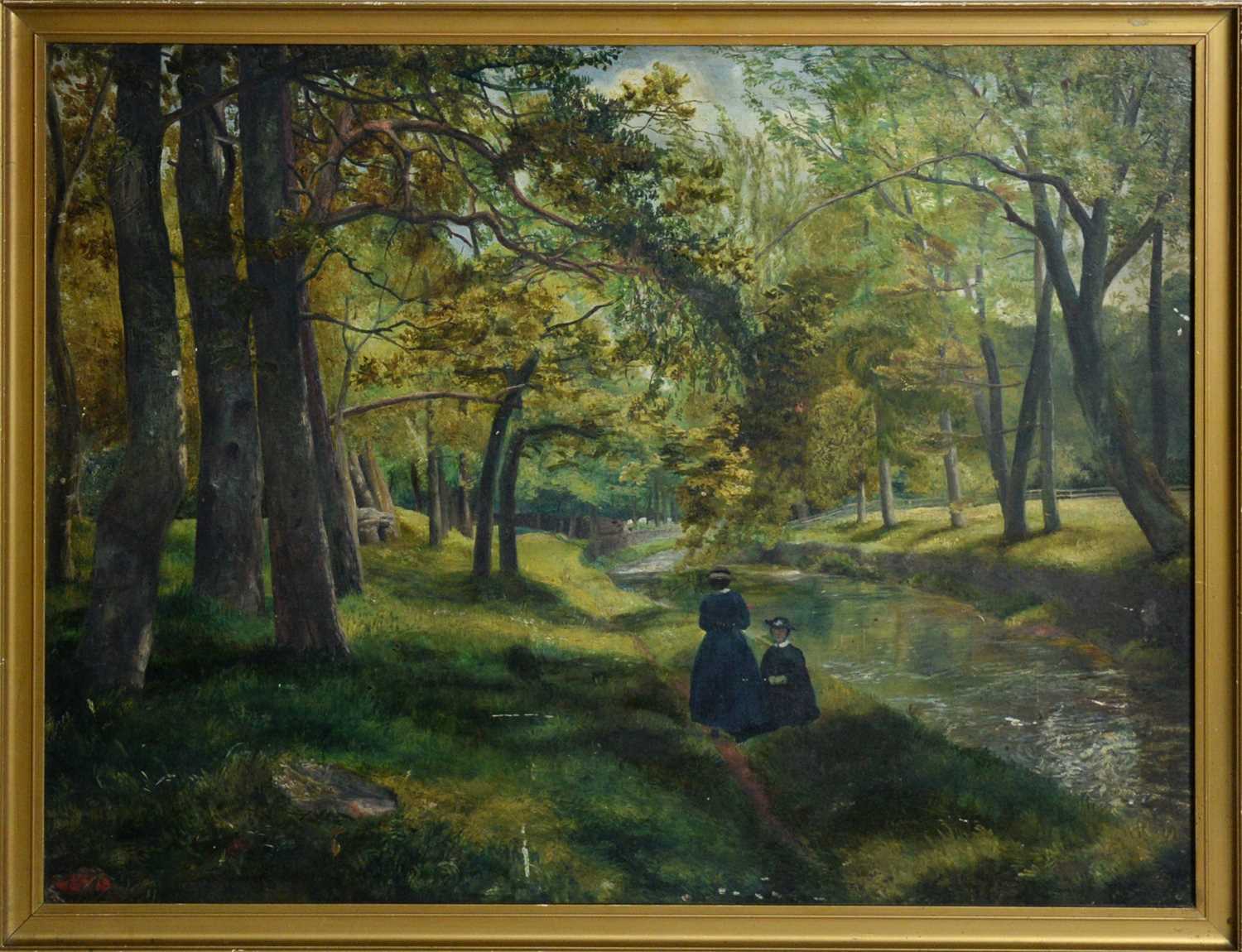 19th Century British School - Figures in a Verdant Landscape | oil - Image 2 of 5