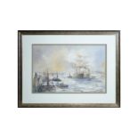 Peter Knox - Barges and Brigs Moored | watercolour