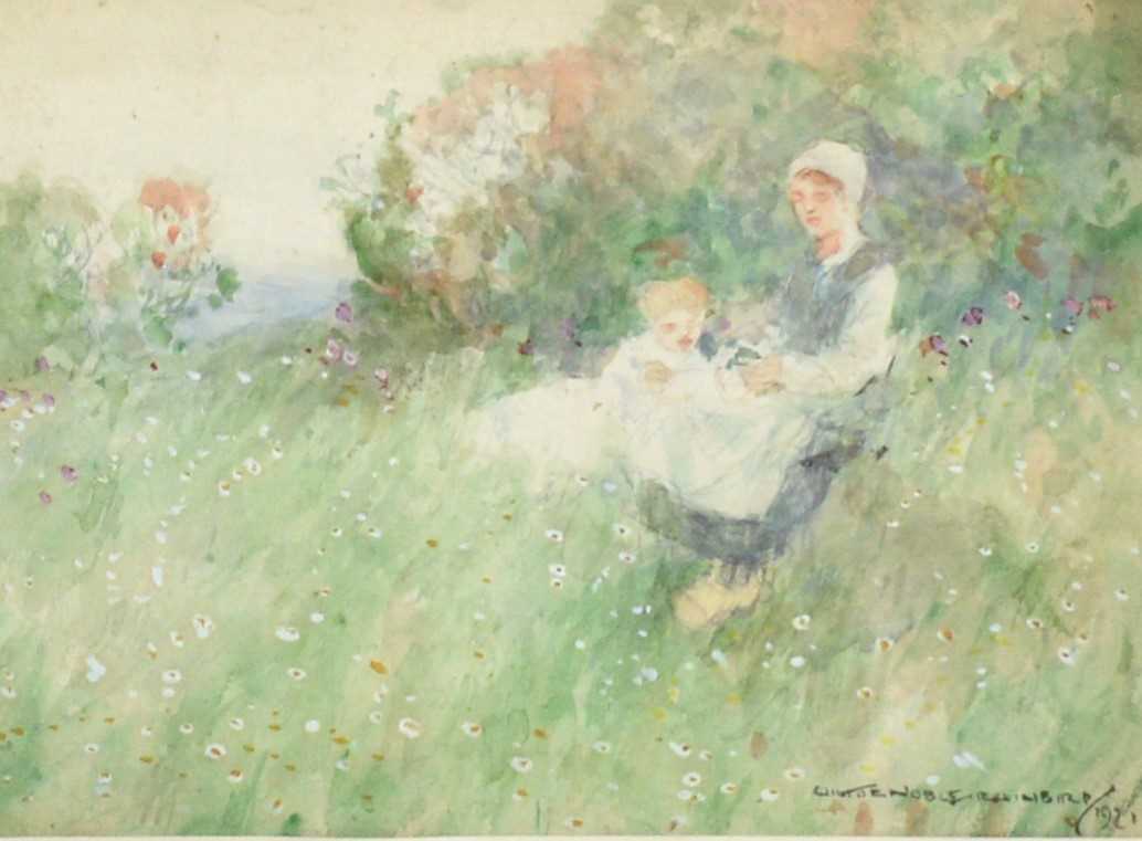 Victor Noble Rainbird - Reading in a Wildflower Meadow | watercolour - Image 3 of 5