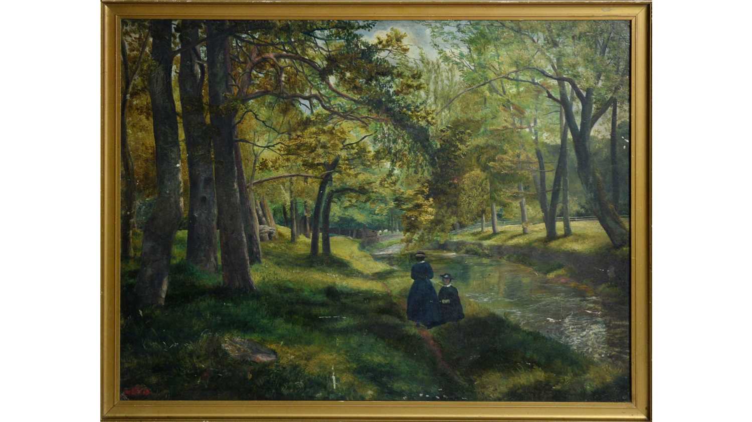 19th Century British School - Figures in a Verdant Landscape | oil