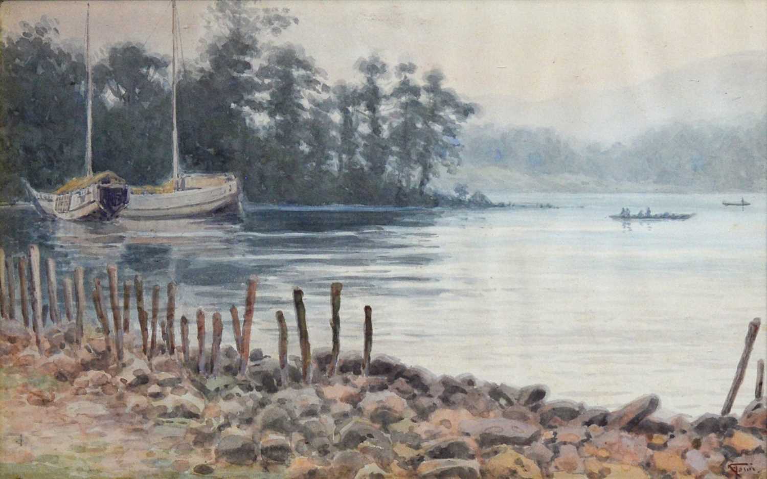 K. S. Tomi - Landscape with Fishing Boats | watercolour - Image 3 of 5