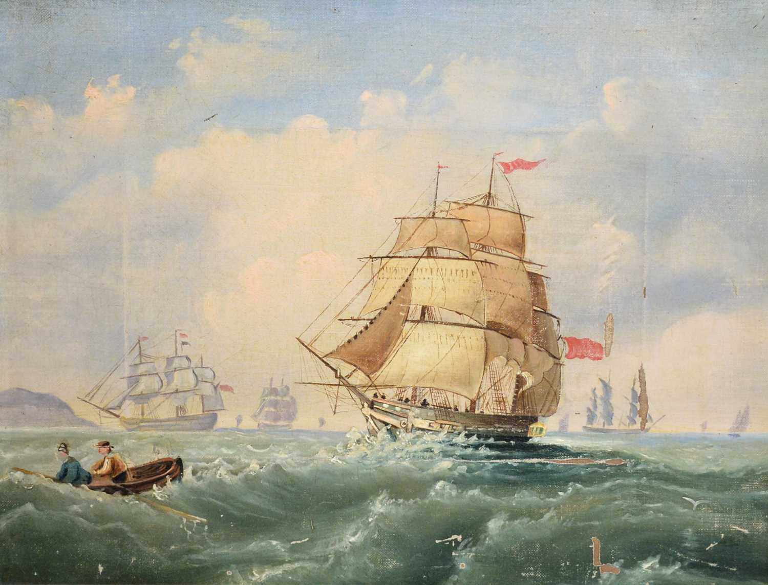 19th Century British School - A pair of Naive Marine Views | oil - Image 2 of 4