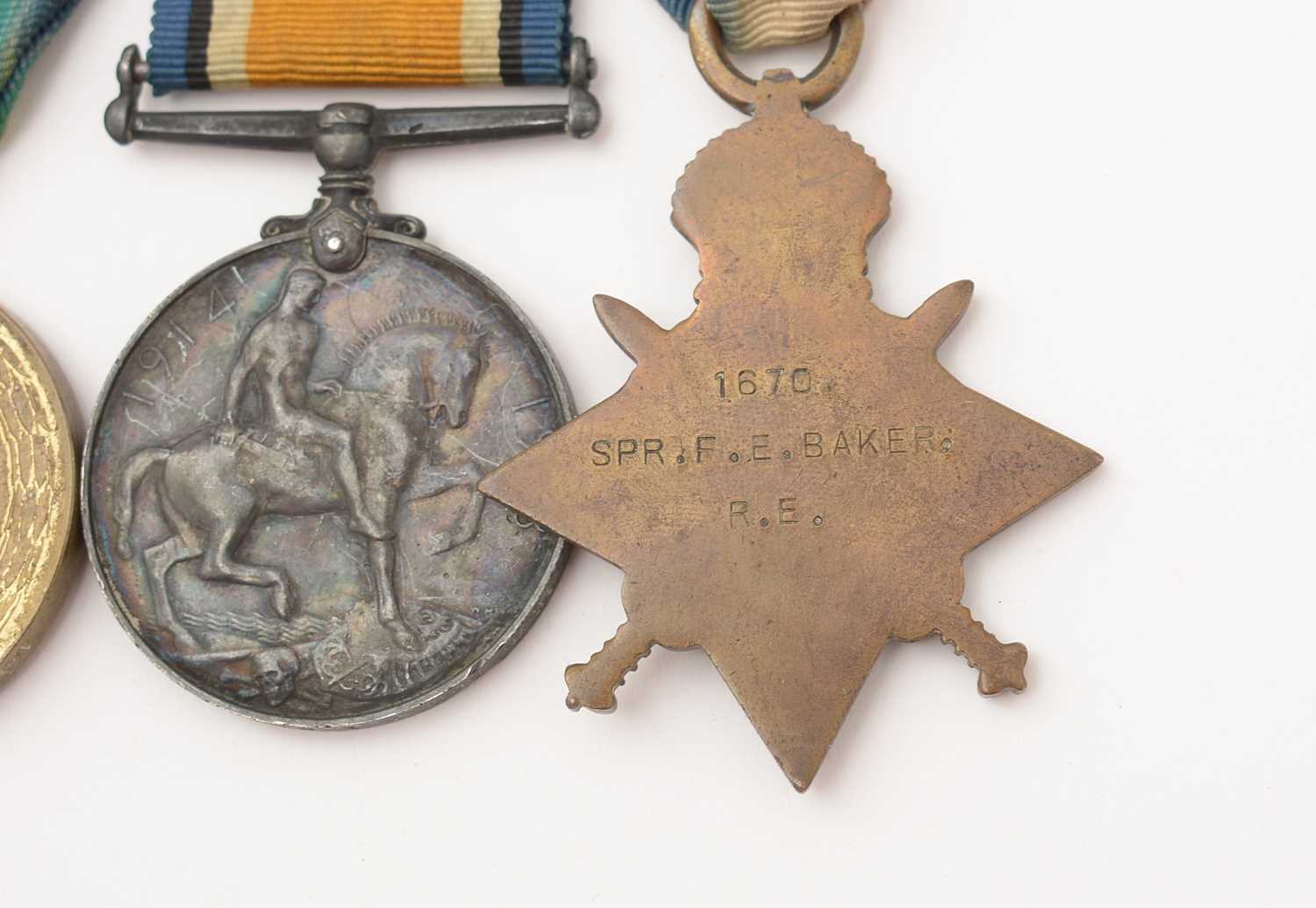 A First World War and later group of medals, awarded to 1670 Sapper F.E. Baker, Royal Engineers, - Image 3 of 6