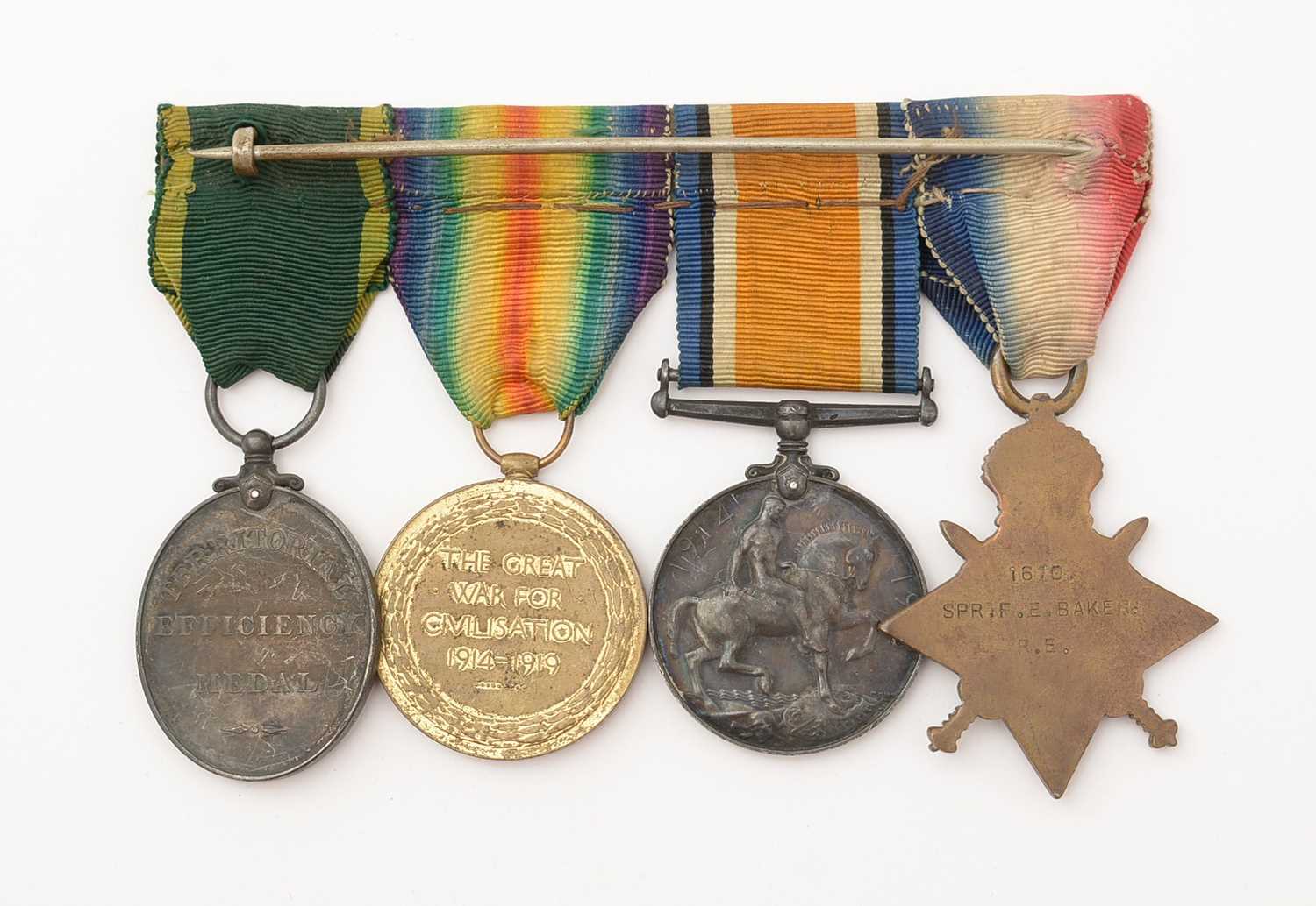 A First World War and later group of medals, awarded to 1670 Sapper F.E. Baker, Royal Engineers, - Image 2 of 6