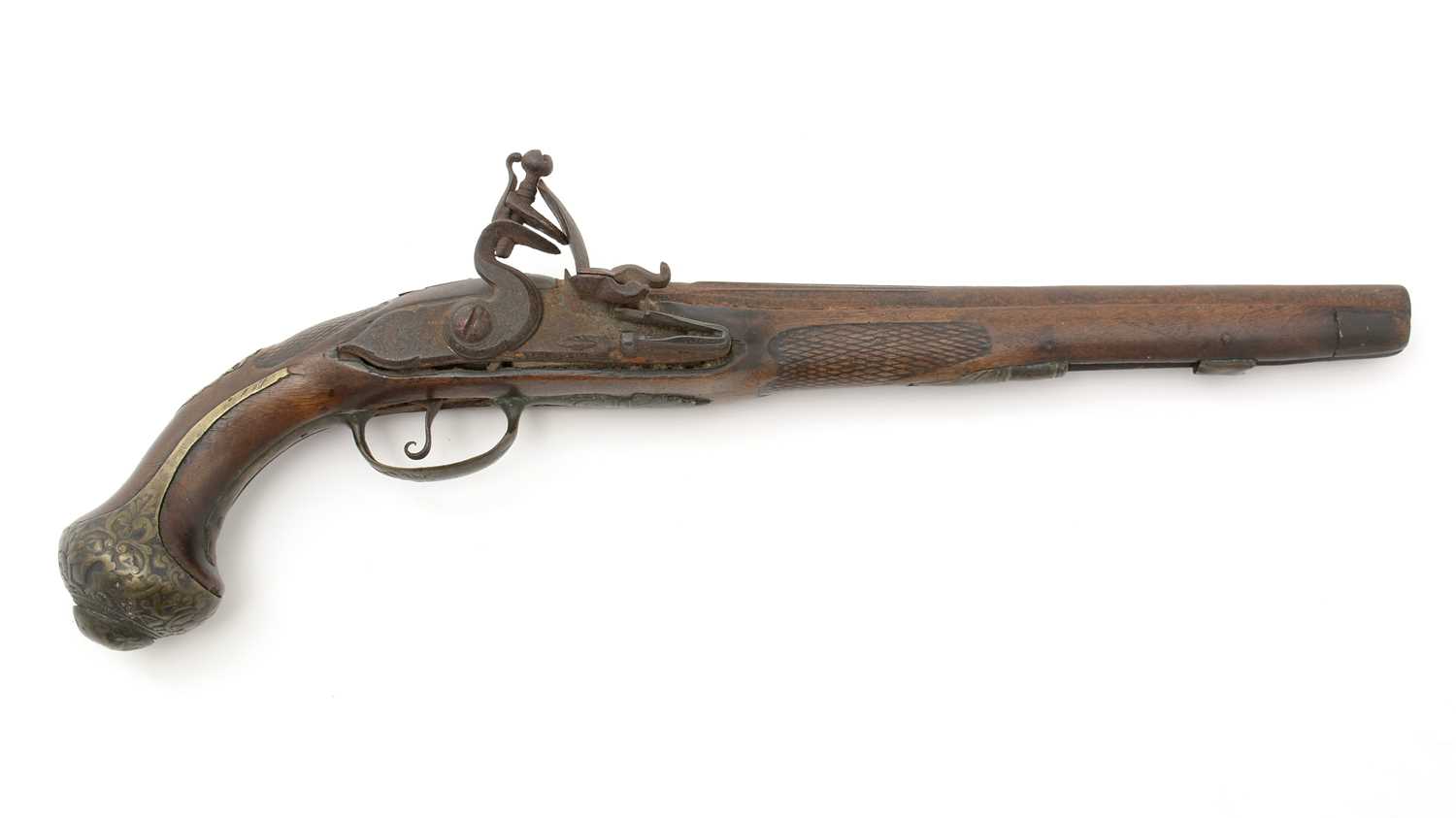 A late 18th Century flintlock pistol,