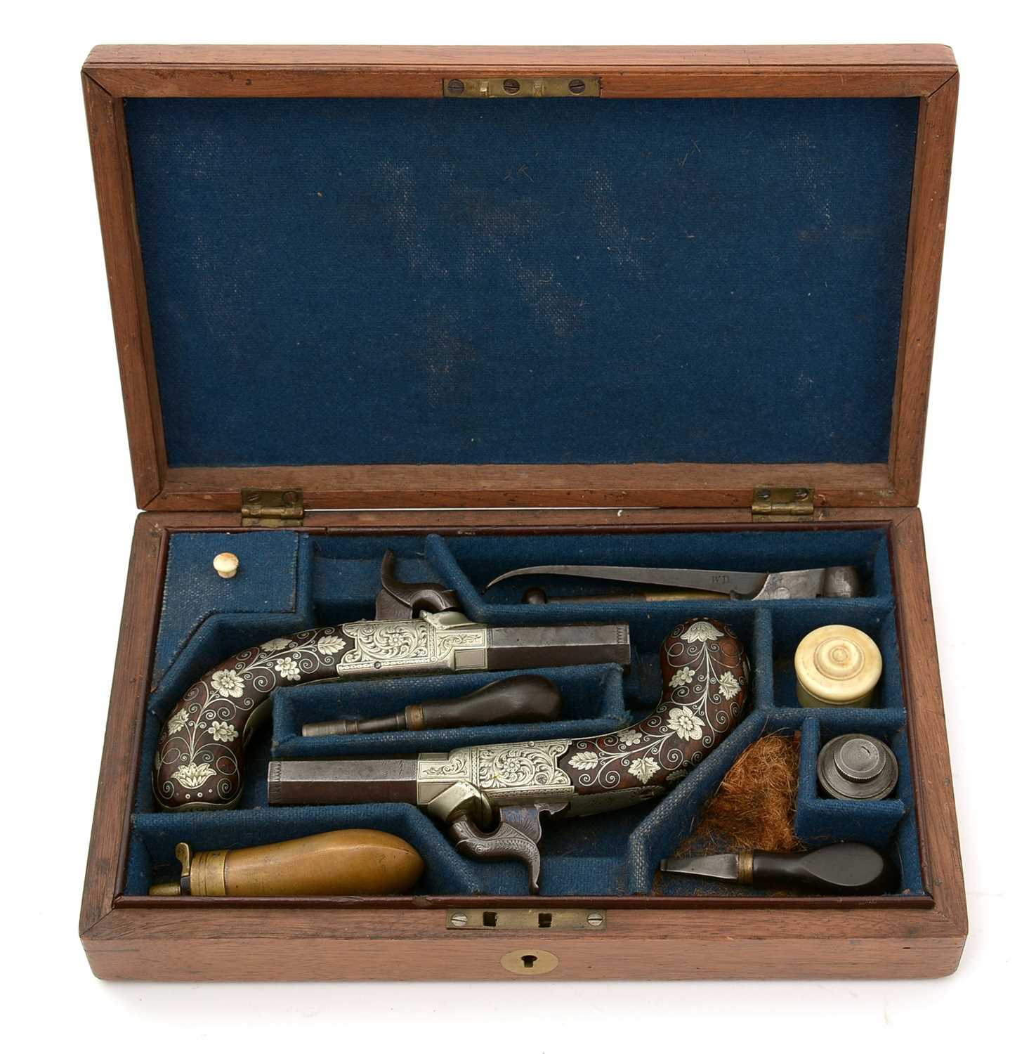 A cased pair of 19th Century percussion pistols, by Smith, - Image 44 of 51