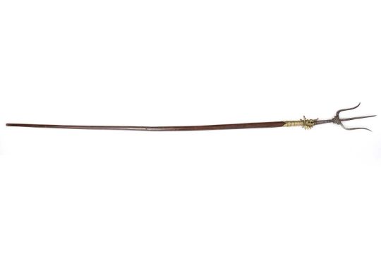 A 19th Century Chinese trident polearm, - Image 1 of 11