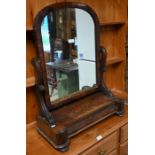 Two antique mahogany platform toilet mirrors, a/f