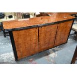 An Art Deco style burr walnut dining part suite - table and sideboard (2)