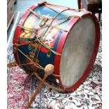 A vintage military bass-drum, painted with King's Regiment badge