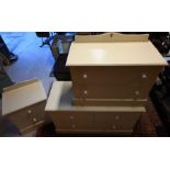 Three pale yellow painted chests (3)