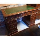 A reproduction twin pedestal desk