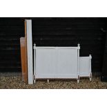 A French white painted panelled pine double bed