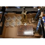 A Dunhill walnut cigar humidor and other items