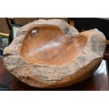 A turned rootwood fruit bowl