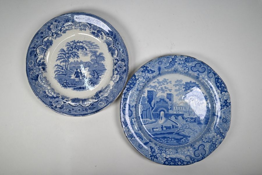 Fifty early 19th century blue and white pottery plates and dishes - Image 2 of 12