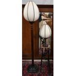 Turned hardwood standard lamp and matching table lamp (2)