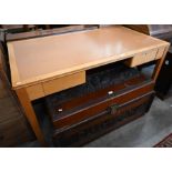 A light oak office desk with two drawers