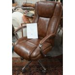 A John Lewis 'Jefferson' leather and chromed office chair