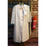 A vintage cream guipure lace coat and dress by D L Barron
