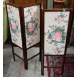 A mahogany framed folding screen