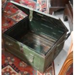 A British Army WWII period metal ammunition box, 52 cm w x 44 cm d x 26 cm h