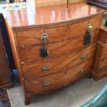 A 19th century mahogany bowfront chest of two short and three long drawers