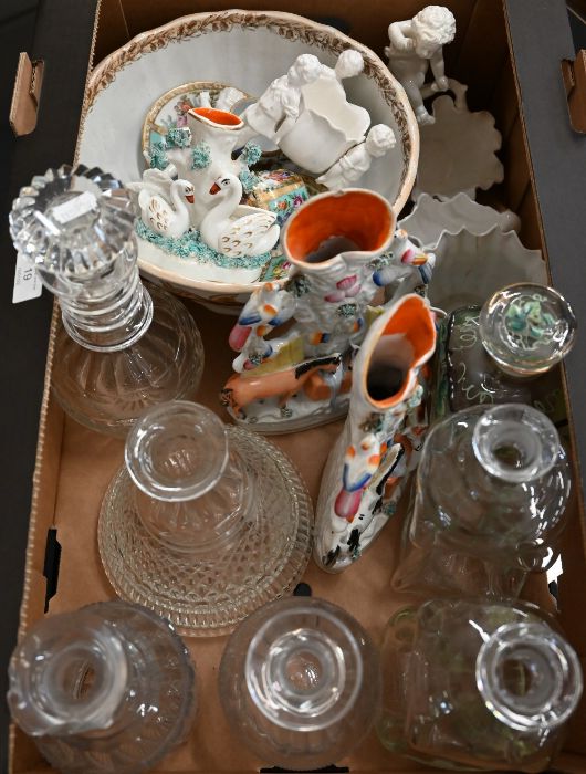 Seven various decanters etc