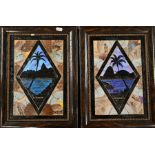 Pair of framed butterfly panels