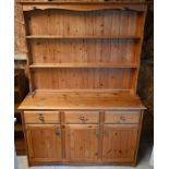 A pine kitchen high dresser